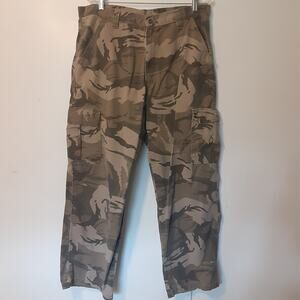 Wrangler Pants Mens 36x30 Brown Camo Cargo Woodland Camoflauge Baggy
